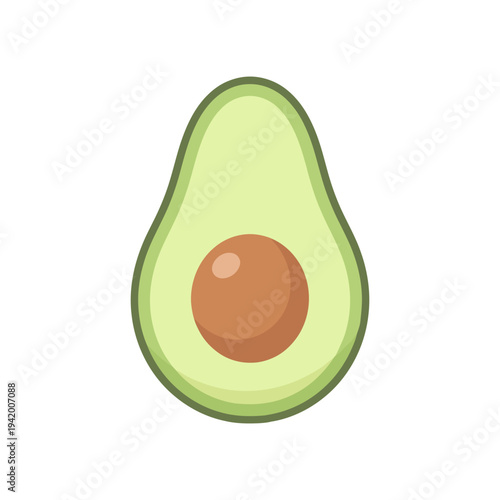 semi-flat vector icon of avocado half with seed representing healthy fats diet