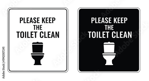 Two toilet signage options one light and one dark with a toilet silhouette