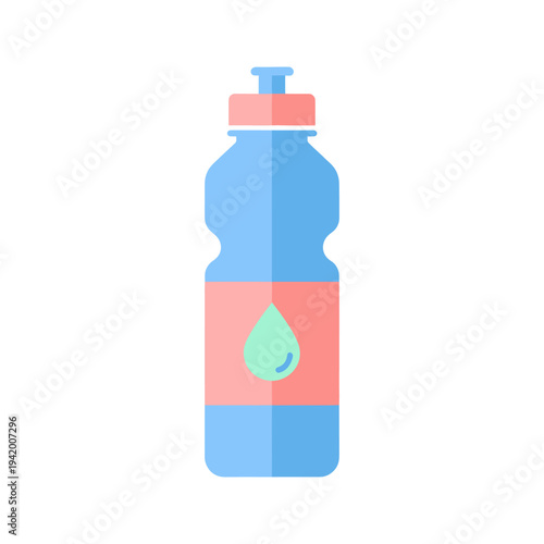 flat vector icon of water bottle representing hydration in diet plan, soft pastel colors