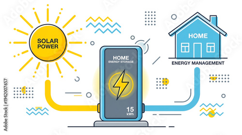 Solar Power Energy Storage and Home Management System Isolated on Transparent Background