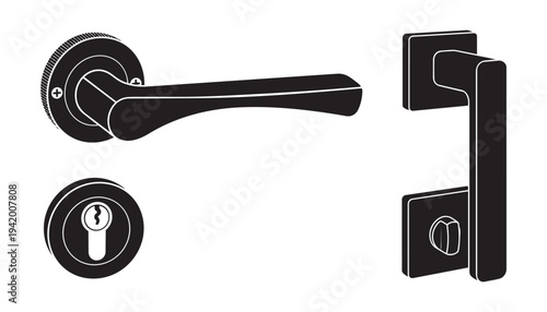 Door handles and keyholes vector illustration isolated on transparent background ready to use in your design