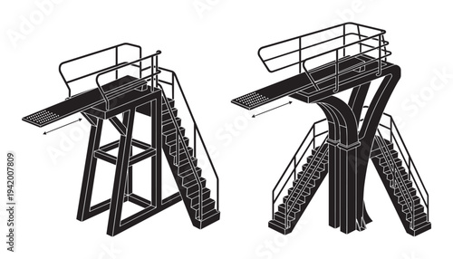 Diving boards vector illustration isolated on transparent background ready to use in your design