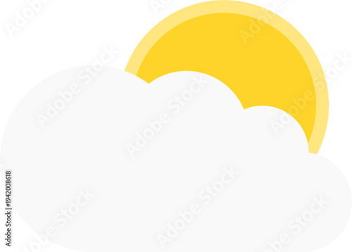 Sun and cloud illustration. simple design concept. weathercast theme.