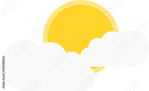 Sun and cloud illustration. simple design concept. weathercast theme.