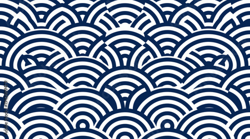 Stunning navy blue and white wave pattern design element for creative projects