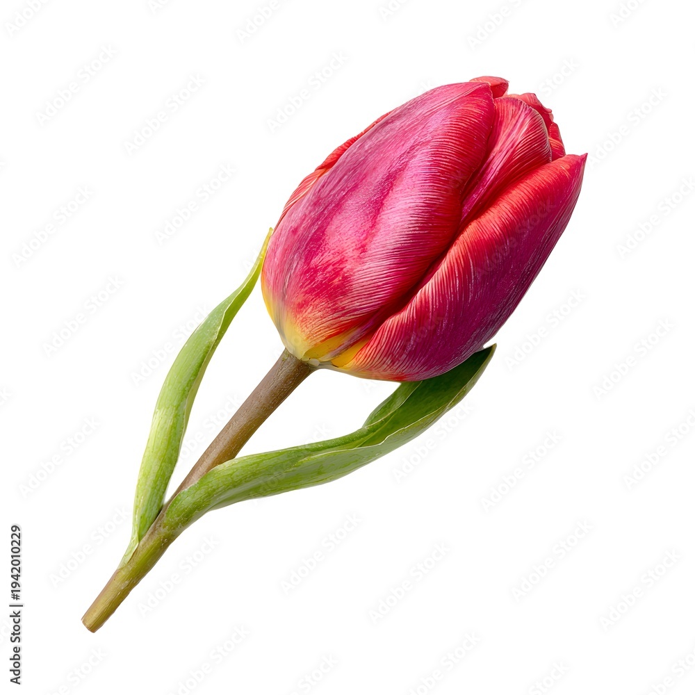Fototapeta premium Tulip. Beautiful flower on a neutral transparent background. Popular natural background, flora, object. For designers, marketers.