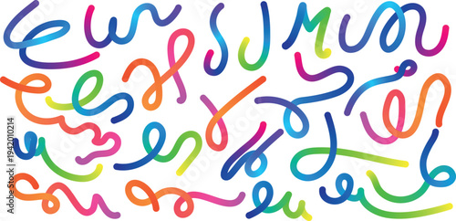 Vibrant colorful swirling patterns on white background