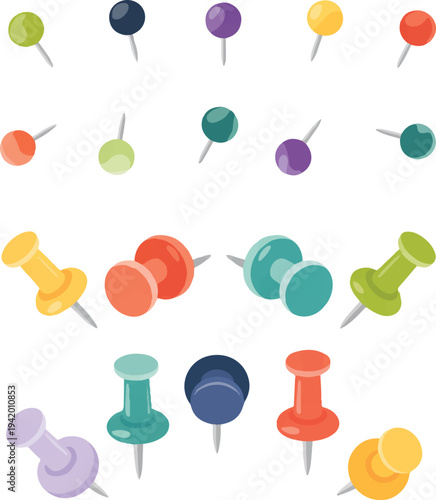 set of colored push pins