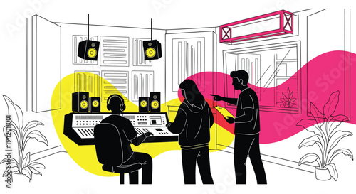 Vector illustration of people working in an office