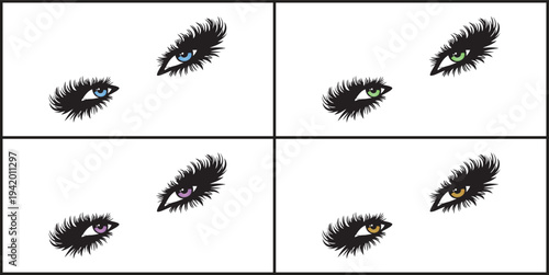 Long Eye Lashes Vector Illustration | Black Long Eye Lashes Stock Vector