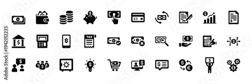 Business and finance icons representing money and economy