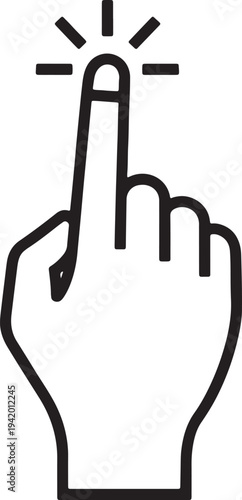 Black and white outline of a hand pointing upward with a finger extended also transparent background