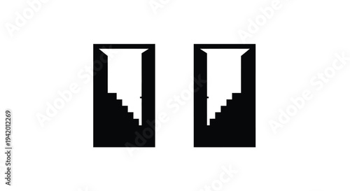 Two doorways with internal staircases a striking visual silhouette