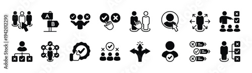 Business decision making icons set for website and presentation