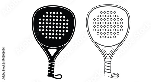 Two paddle rackets one solid black and one outlined silhouette