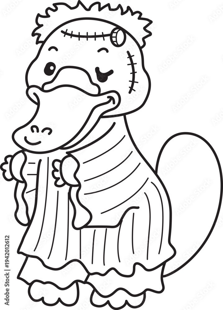 Obraz premium Cute set of platypus sticker with halloween activity. Platypus 