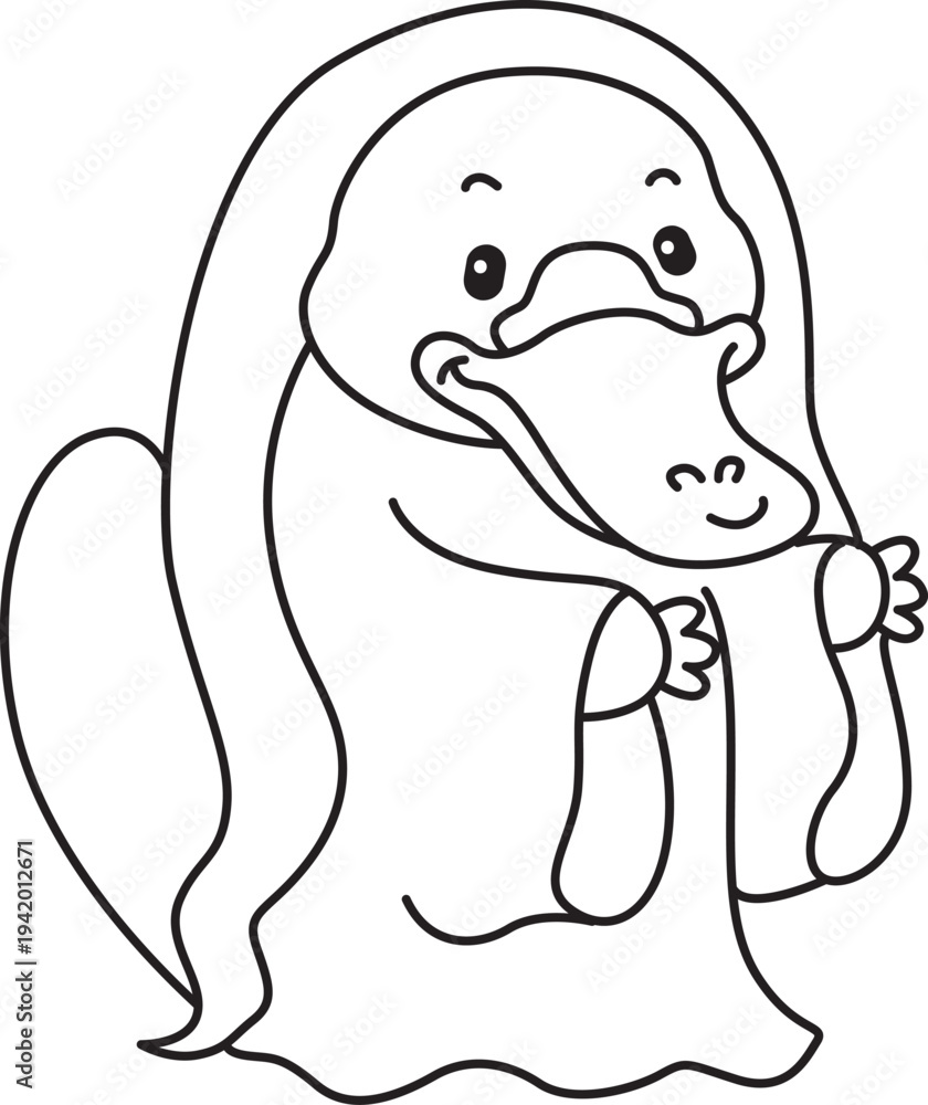 Fototapeta premium Cute set of platypus sticker with halloween activity. Platypus 