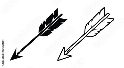 Two arrows one solid and one outlined in a graphic style silhouette