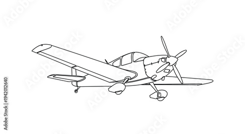 Simple line drawing of a small airplane in flight silhouette