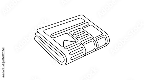Single Continuous Line Folded Newspaper Minimal Editorial Object Illustration