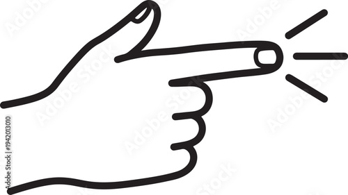 Black line hand pointing forward with index finger also transparent background gesture