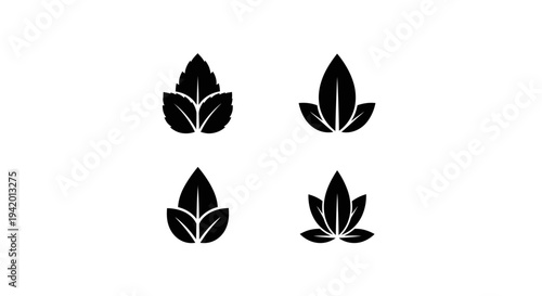 Green Nature Pack – Minimal Herbal Leaf Silhouette Logo Set
