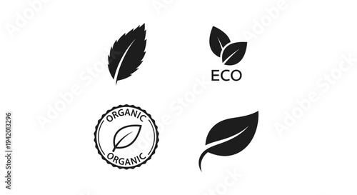 Green Nature Pack – Minimal Herbal Leaf Silhouette Logo Set