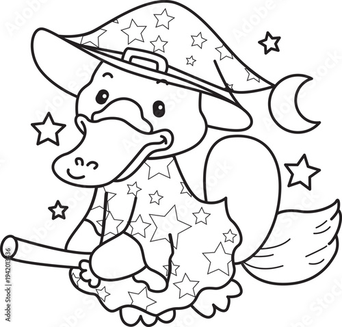 Cute set of platypus sticker with halloween activity. Platypus 