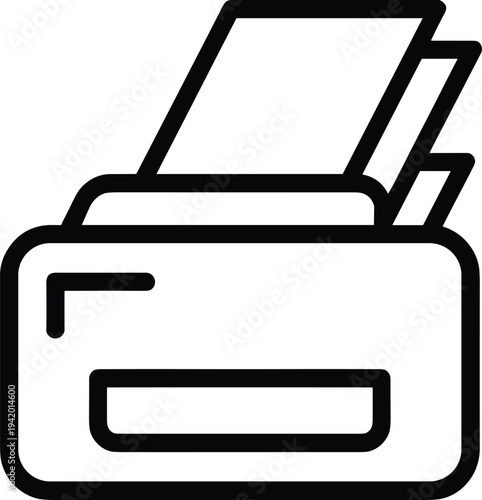 Printer icon, office device symbol, document vector design, printing illustration, technology graphic, paper output concept art, workplace logo, equipment