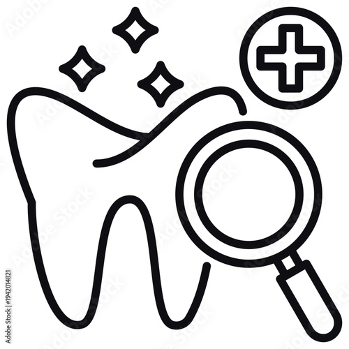 Dental Check Line Icon