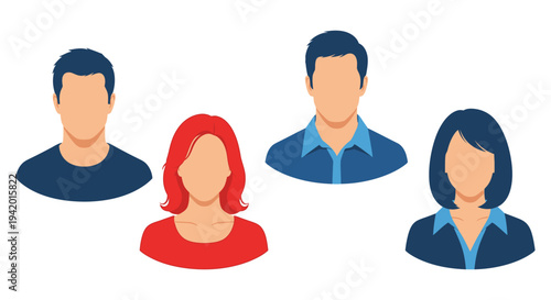 Four diverse headshots with flat colors presented as a silhouette