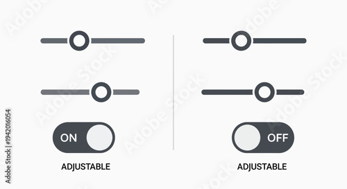 Toggle and slider switches displayed in a minimalist style silhouette