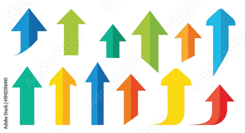 Colorful arrows pointing in various directions a graphic silhouette