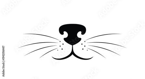 A simple black cat nose and whiskers graphic a striking silhouette