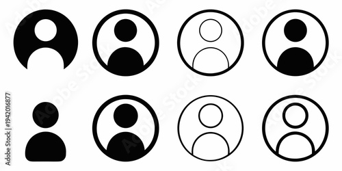 Abstract representations of people within oval frames varying in color