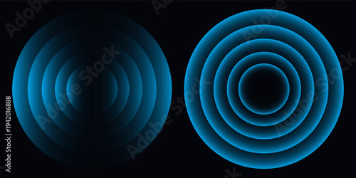 Wifi wave light effect. Radar sensor, beep technology, digital sign.Transparent neon circle symbol. wireless internet connection. Radar or sonar with wireless technology emitting a light effect