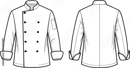 Chef coat front and back view chef jacket uniform 1 kitchen uniform white coat