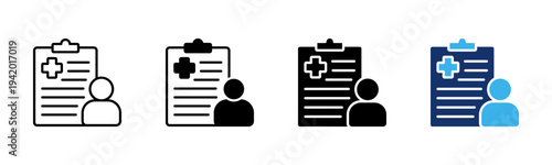 Medical Report icon set multiple style collection