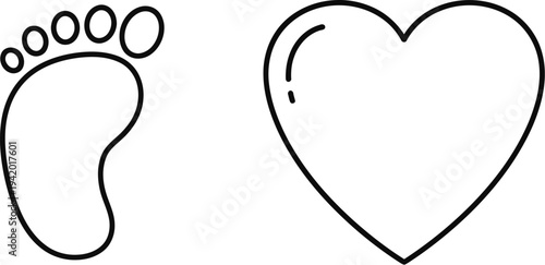 Heartfelt mothers day illustration with baby footprint and heart