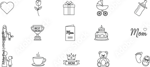 Mother's day illustrations and symbols for cards and gifts