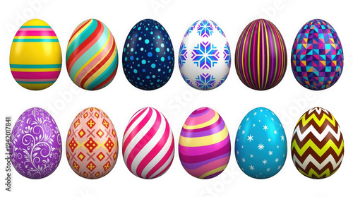 Vibrant easter eggs decorated with unique patterns and colors for spring celebrations