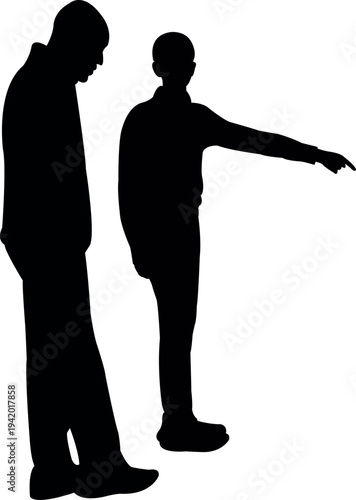 a man and a boy body silhouette vector