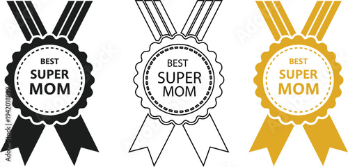 Best super mom mothers day ribbons badges