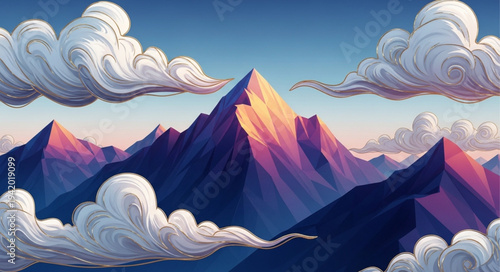 Majestic Mountain Range with Snow-Capped Peaks and Dramatic Sky.
