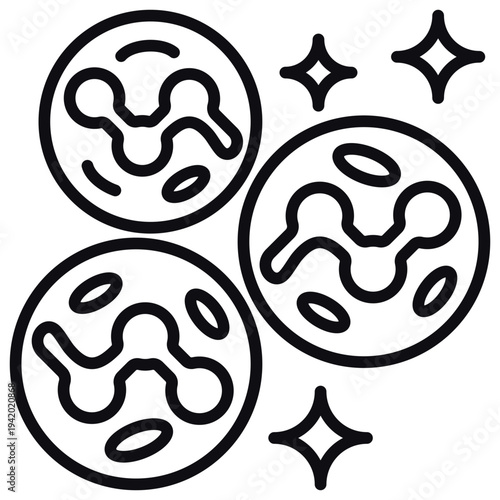 White Cells Line Icon