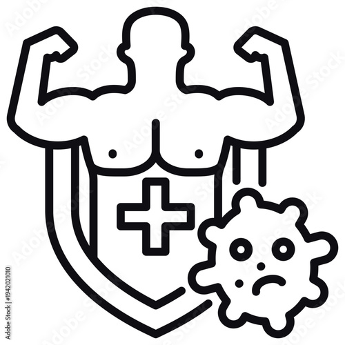 Immune Power Line Icon