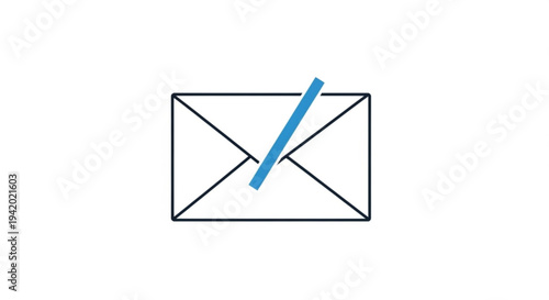 Rejected email icon with blue slash on transparent background