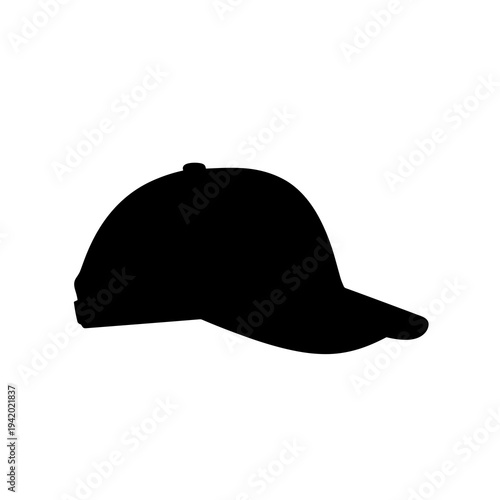 Baseball Cap Vector Silhouette Isolated on White Background
