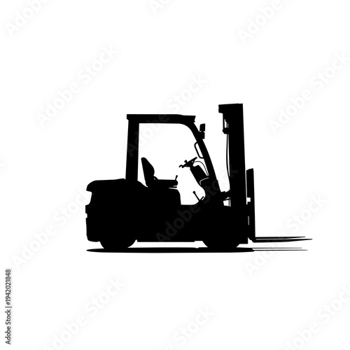 Forklift Truck Vector Silhouette Isolated on White Background