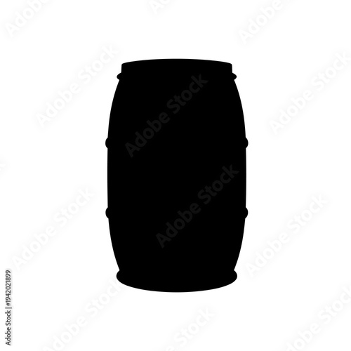 Wooden Barrel Vector Silhouette Isolated on White Background